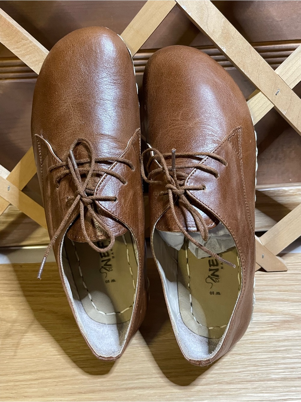 NIB-EUC-Nefes Genuine Handmade Leather Oxford Barefoot ‘Grounding Shoes W Sz 10